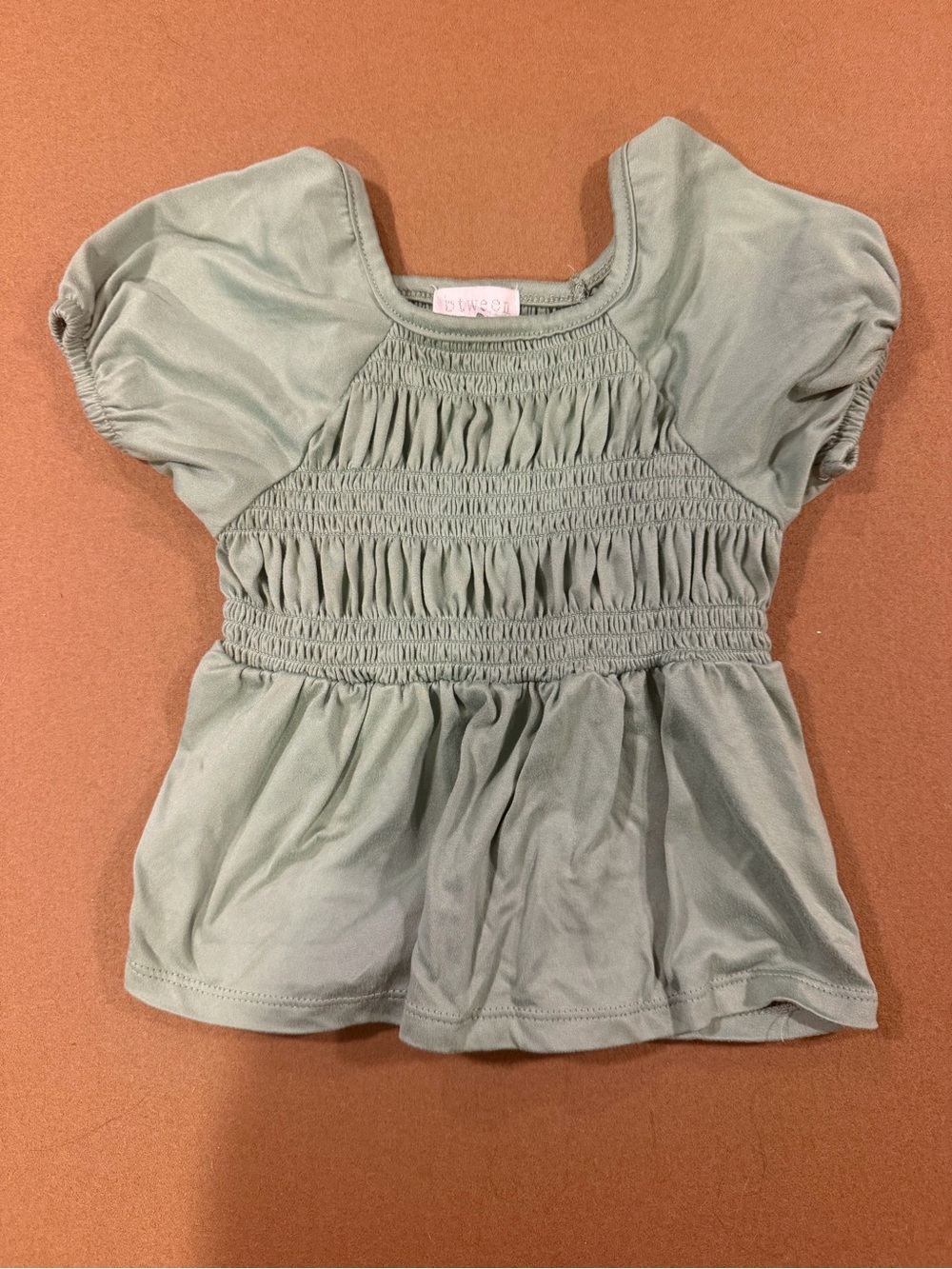 btween Sage Green Smocked Peplum Top